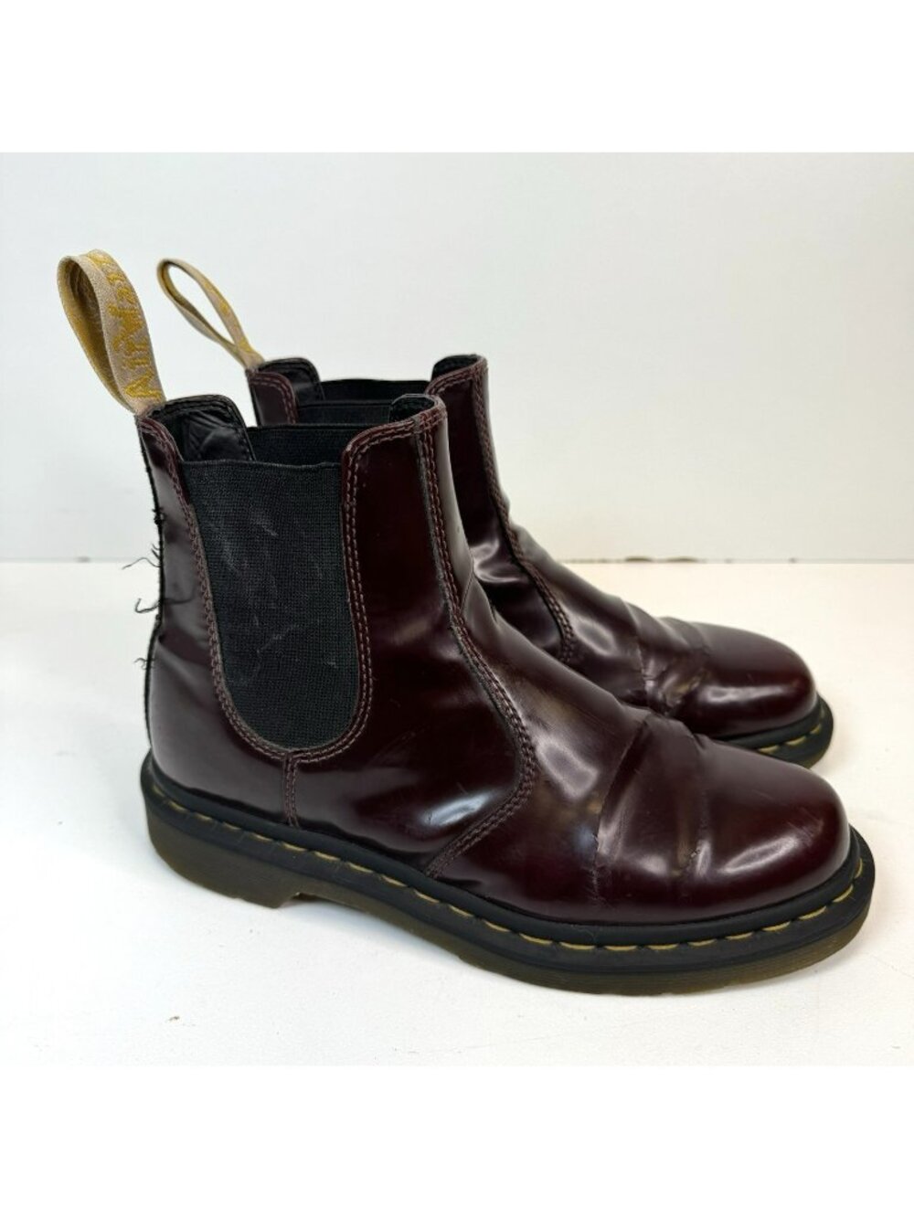 Dr Martens Chelsea Boots 2976 Vegan Patent Cherry Red Oxblood Womens 8 Mens 7